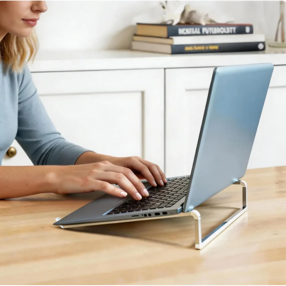 Foldable Ventilated Laptop Riser Stand - Silver, Portable Desk Holder