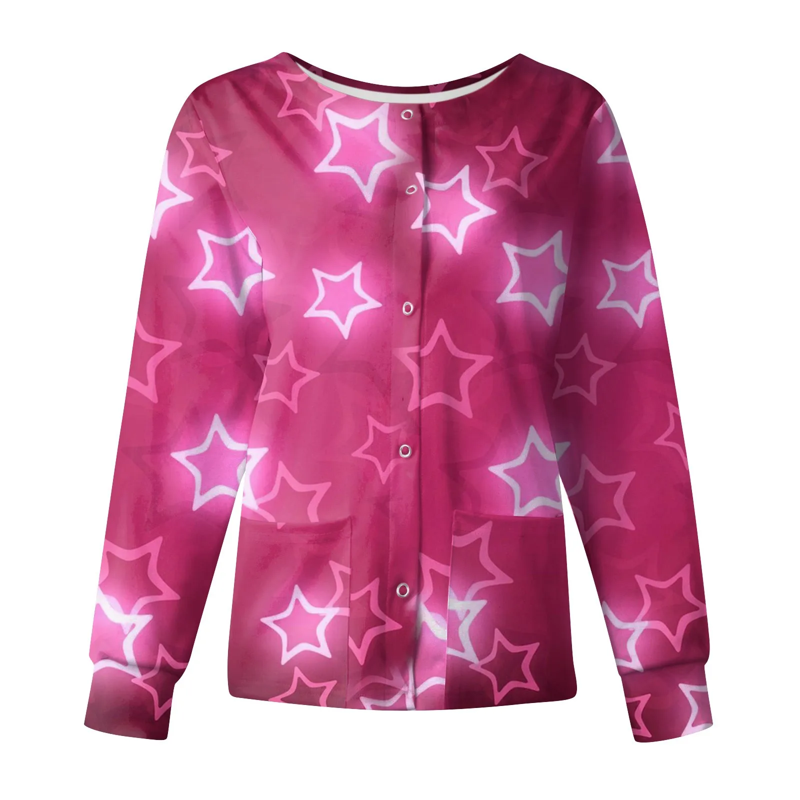 Tops de patrón de manga larga para mujer, cuello alto de trabajo con bolsillo, monos protectores de un solo pecho, chaqueta, Top de Navidad