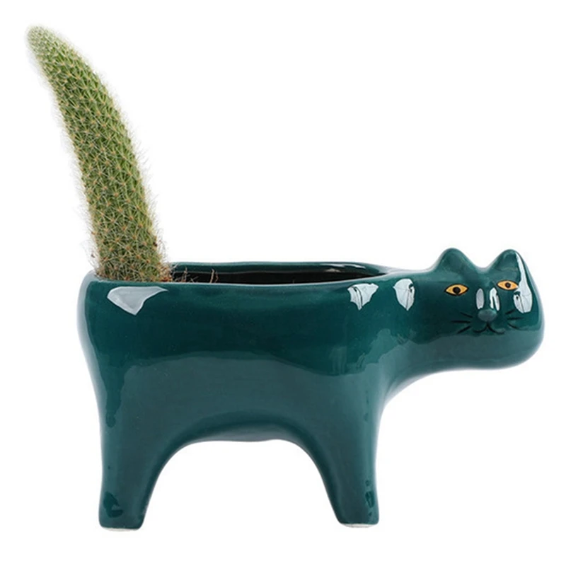 

Cute Cat Ceramic Garden Flower Pot Animal Image Cactus Plant Planter Succulent Plant Container Tabletop Decoration