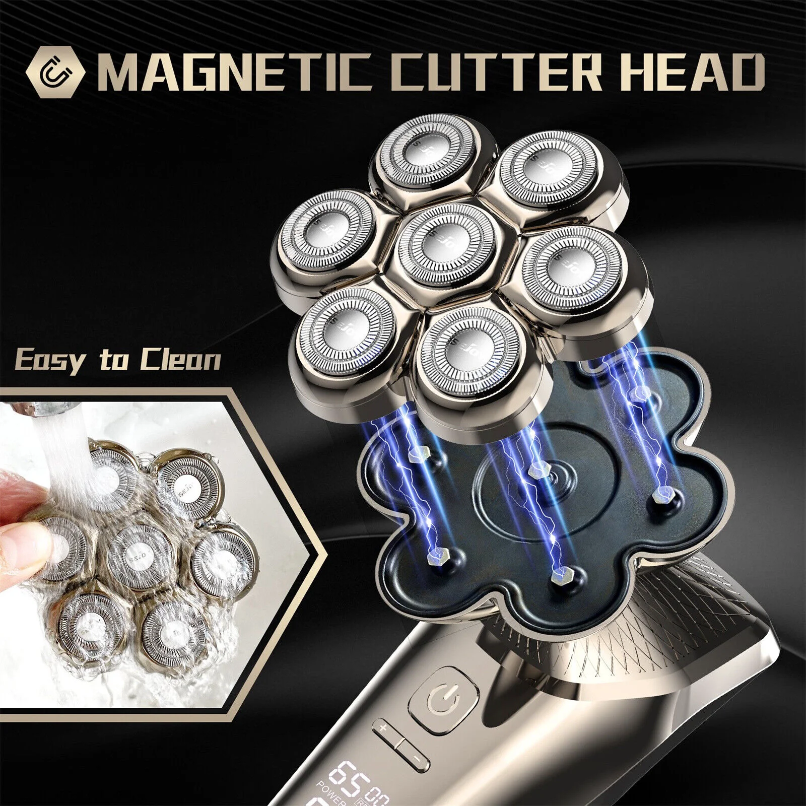 Sejoy 5 In 1 Electric Head Shaver for Bald Men Elctric Shaver 7D Cordless Razor 4