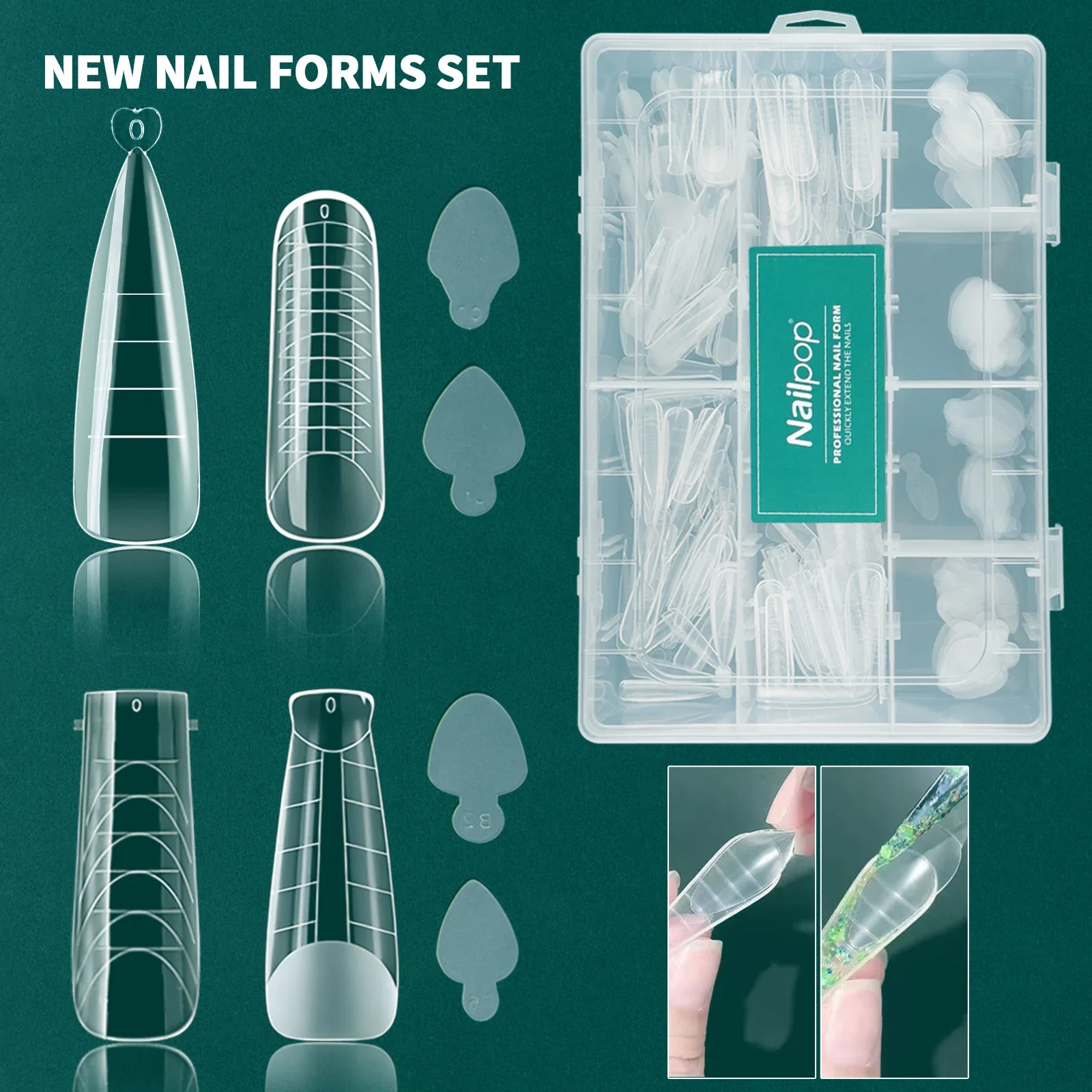 Nailpop Duet System Dual Form Set for Manicure French Manicure Square Almond Reuse Silicone Nail Sticker Top Mold Nail Art Tool 1