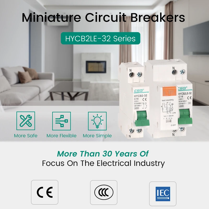 Circuit Breaker DZ30LE DZ47LE EPNL DPNL 230V 1P+N Residual Current Circuit Breaker With Over And Short Current Leakage Protection RCBO MCB 6-63A