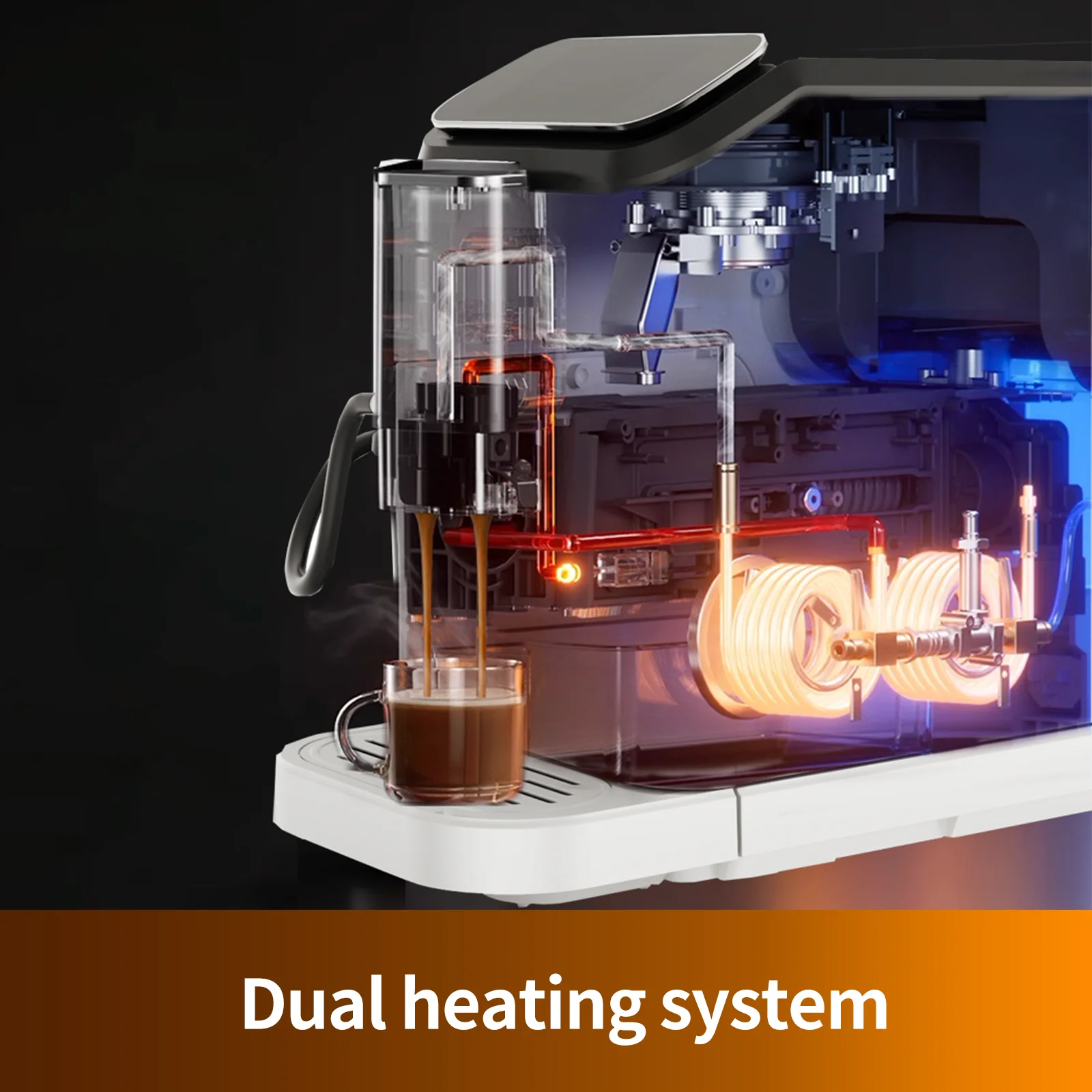 Mcilpoog WS-D5 Automatic Espresso Machine Built-In Milk Frother & Tank 12 Coffee Varieties Touchscreen Ideal For Home Use