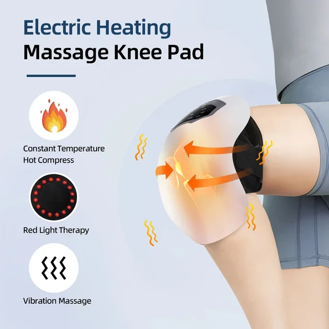 Electric Knee Massage Pad 3 Levels Wireless 3D Airbag Hot Compress Vibration Massager with Red Light Knee Massage Health Care 2