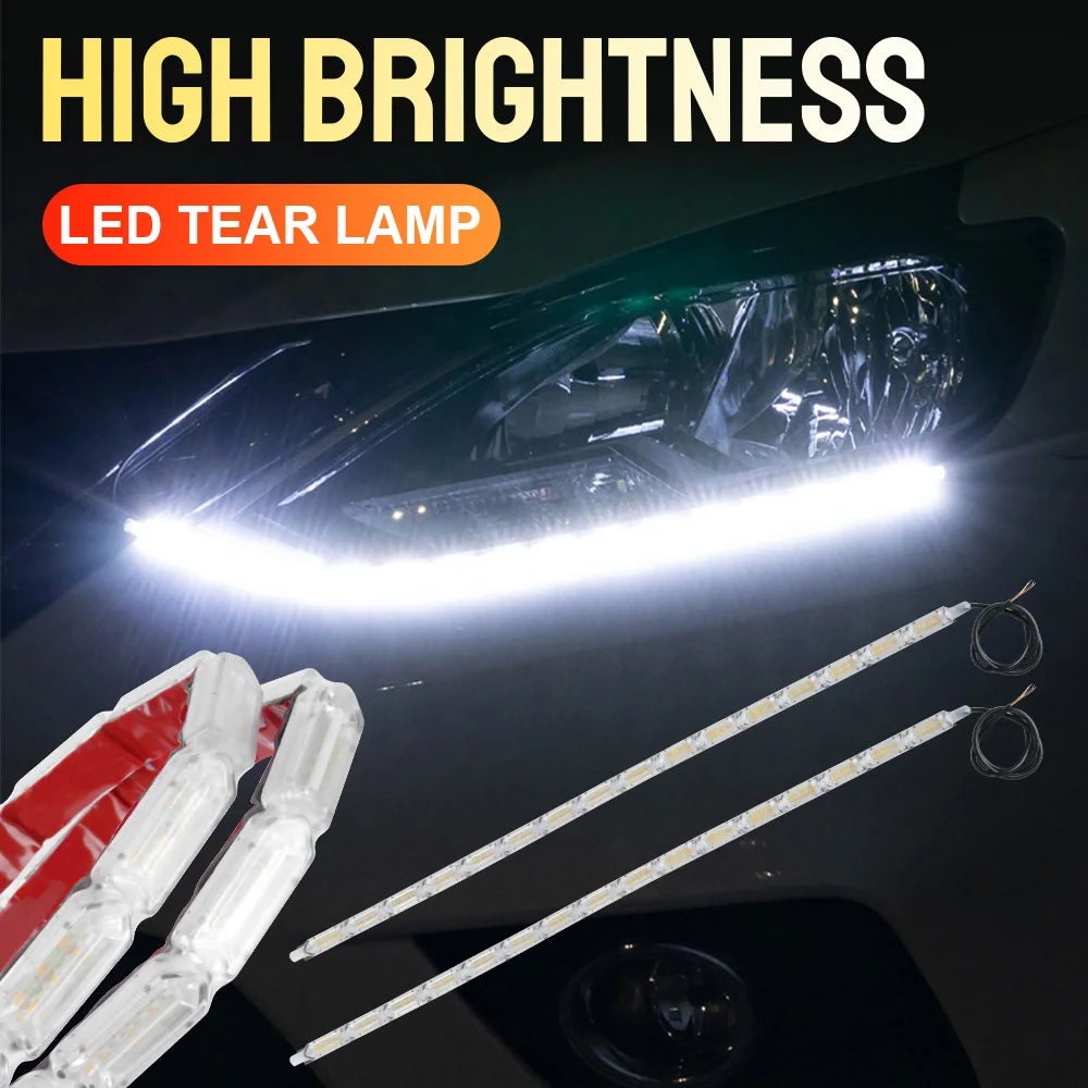 6000K 12V Car DRL Day Running Lights LED Strips Flashing Turn Signal