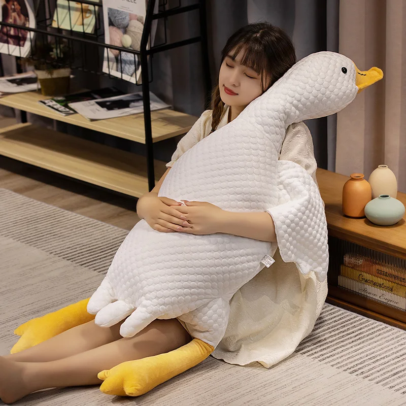 140cm Three Color Ice Bean Goose Plush Throw Pillow Soft Huge Duck Sleeping Plushies Cushion Girls Accompany Toys Home Decor