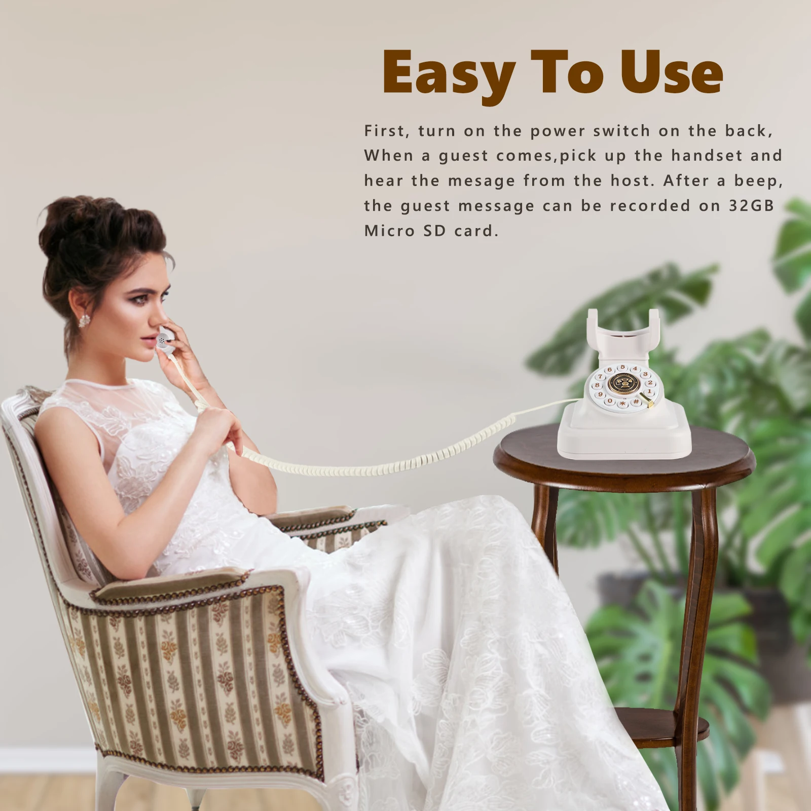 كتاب ضيوف صوتي بنمط عتيق ، هاتف زفاف ، رسالة صوتية...