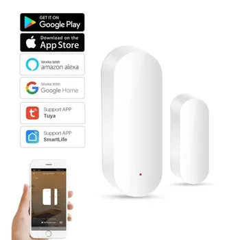 Tuya Smart WiFi Door Sensor Smart Home Open Close Detector Smartlife App Control Notification Compatible with Alexa Google Home 1