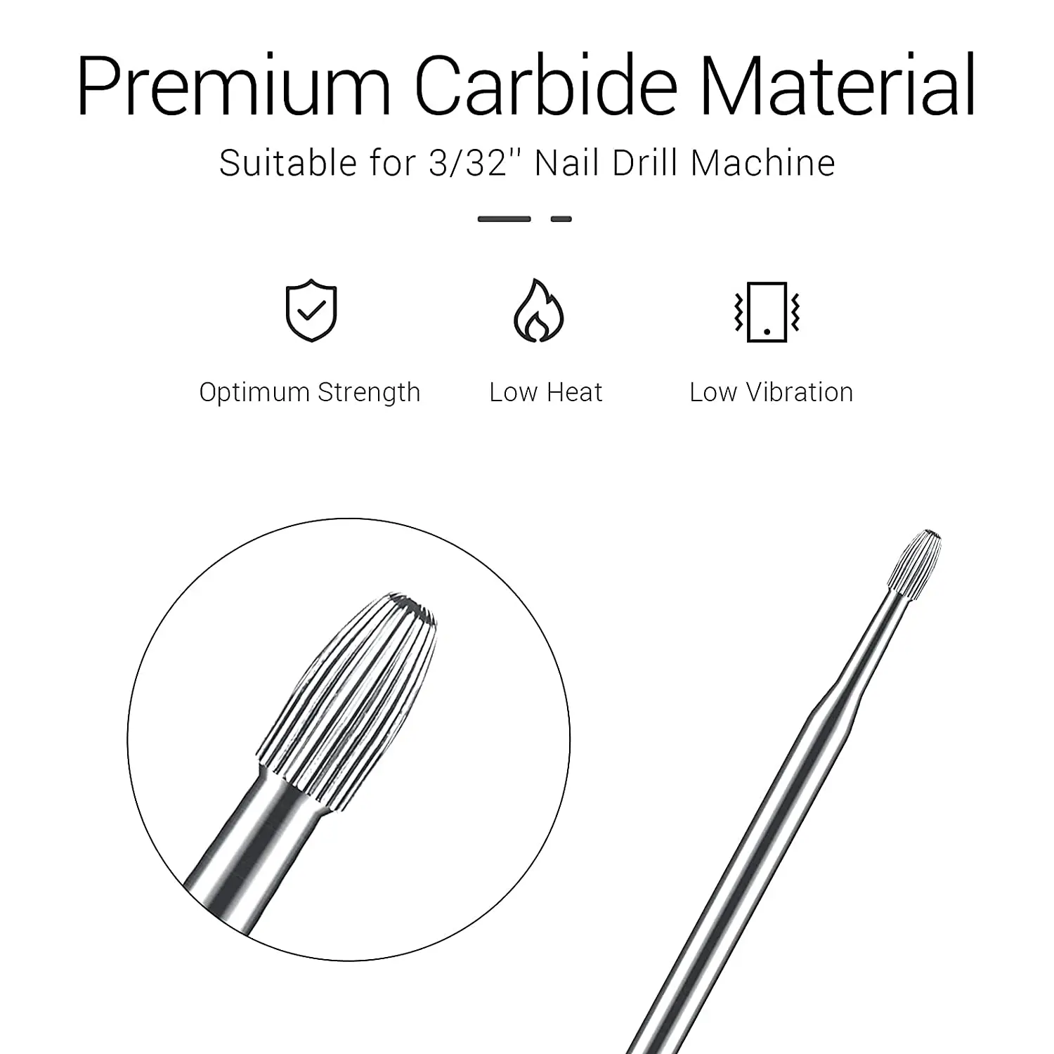 Nail drill bit nail drill bits cuticle remover bit Safety Tungsten Carbide Drill Bit Cuticle Remover 3/32" For Electric Nail File Machine