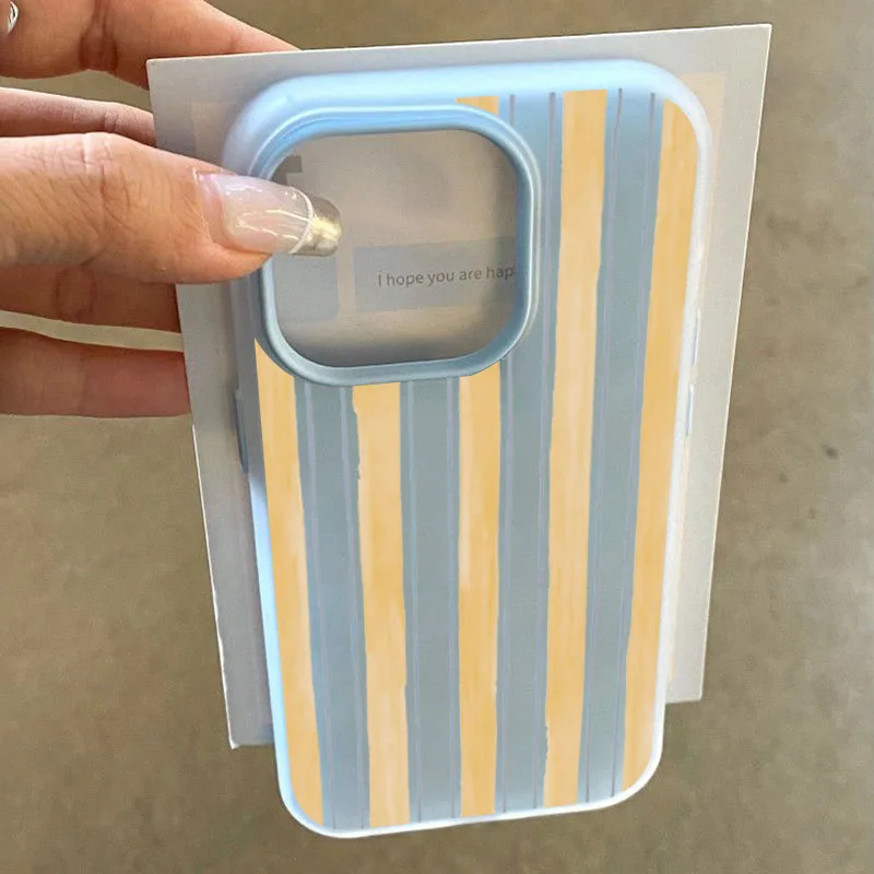 Stylish Yellow Striped Silicone Phone Case