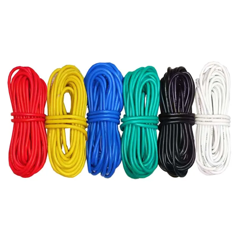 Silicone Power Cable 14 16 18 20 22 AWG High Voltage Electrical Wire Red Black White Green Blue Yellow Six Color Kits