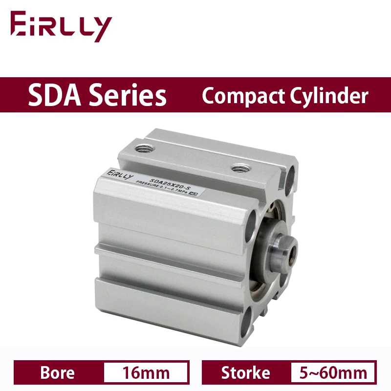 

SDA series pneumatic compact cylinder 16mm bore stroke5 10 15 20 25 30 35 40 45 50mm Double-acting cylinder