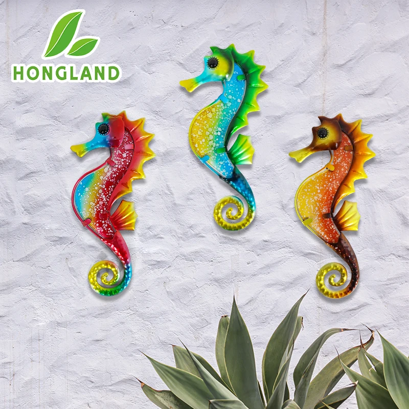 

3Pcs Metal Seahorse Wall Decoration Outdoor Indoor Art Sculpture Hanging Decoration for Home Garden Bedroom