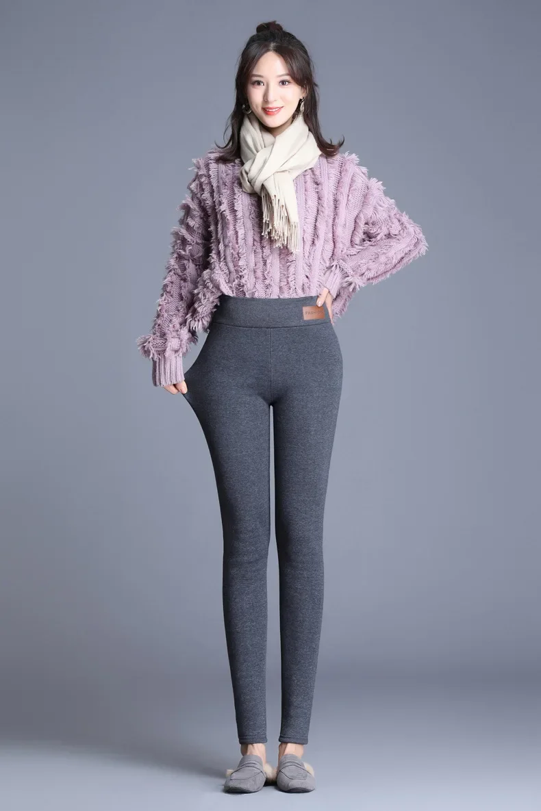 Women Solid Comfortable Stretchy Thermal Plus Size Fleece Lined Velvet Keep Warm Pants Winter Women Leggings High Waist Leggings