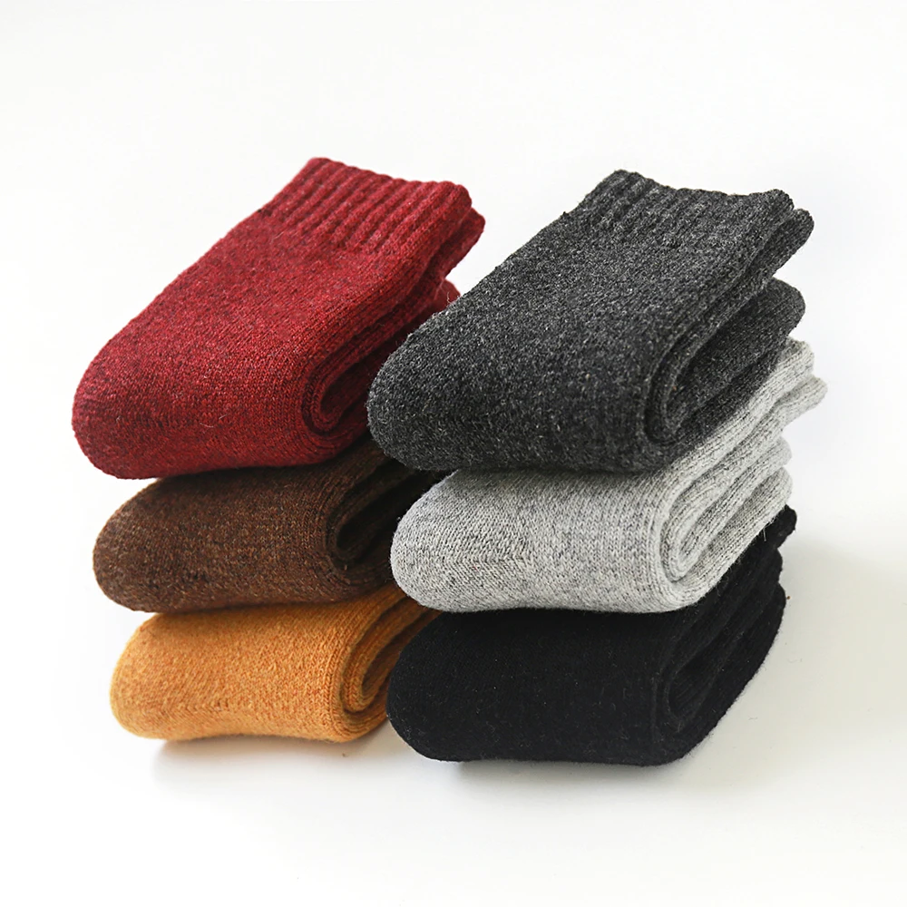 4 pairs of multi-color combination autumn and winter children's warm thickened wool socks solid color versatile warm socks