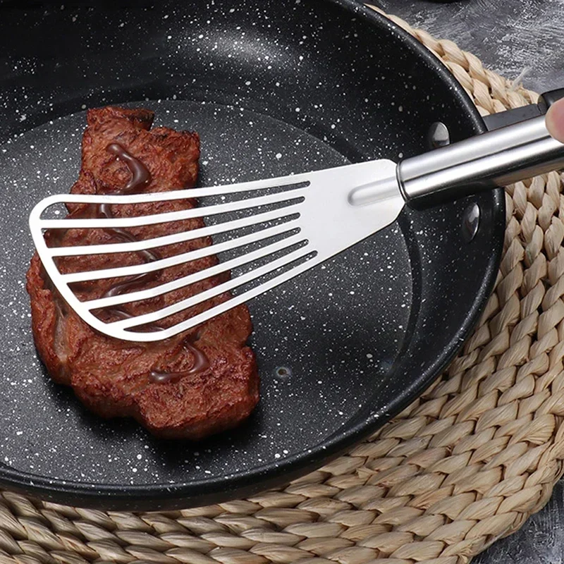 Description Picture 5 of itemStainless Steel Slotted Spatula Fish Flat Fish Steak Slice Frying Spatula Fish Turner Shovel Kitchen Supplies Cookware Cooking