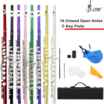 SLADE Flute 16 Closed Open Holes C Key Flute Professional Transverse Flute With Parts Woodwinds Instrument Beginners Box Sets