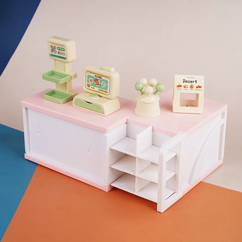 Children Play Home Toys Mini Supermarket Cash Register Simulation Counter Cash Register Doll House Accessories Toys