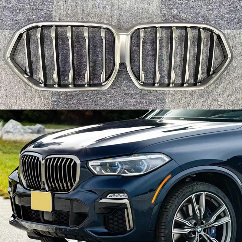 

Fit for 2019-2021 BMW X5 X6 G05 G06 to M50 Cerium Gray Medium Mesh Fog Lamp Frame Fangs Decoration Frame