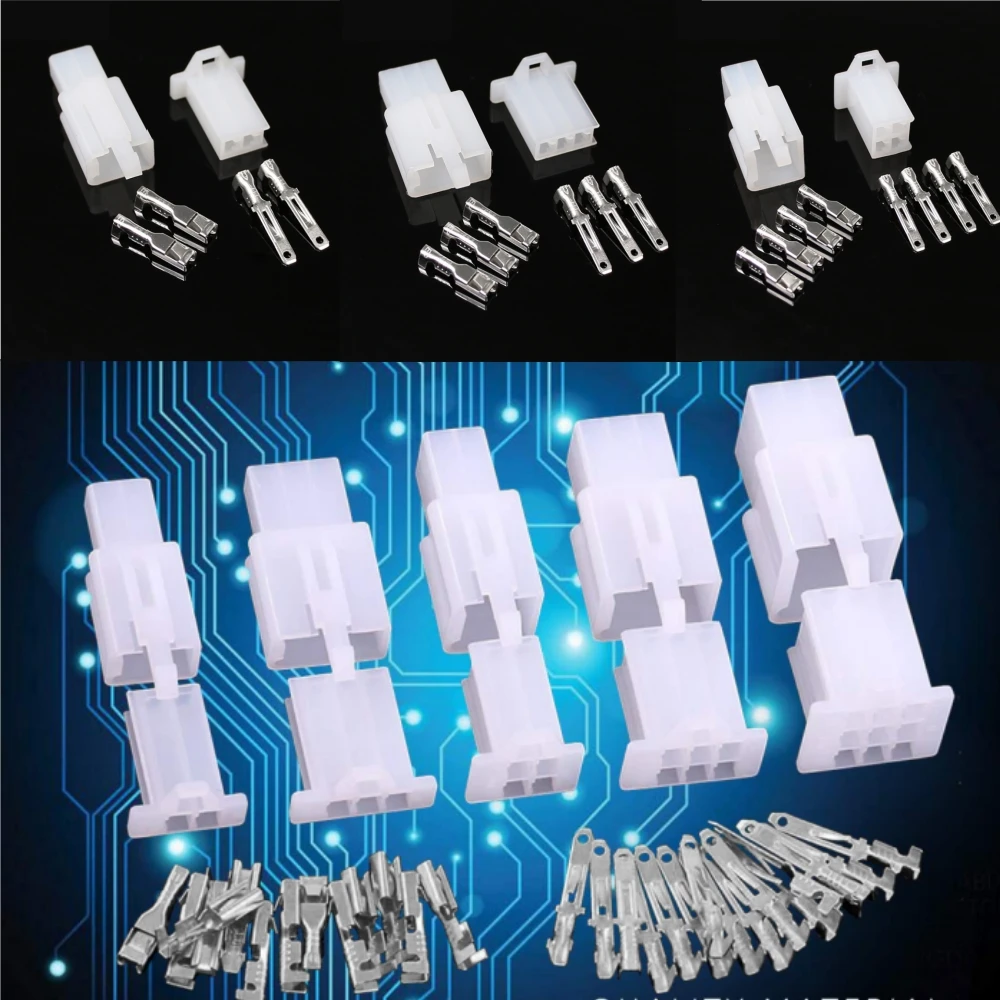 ชุดขั้วต่อสายไฟรถยนต์ 10 ชุด 2 3 4 6 ขา ขนาด 2.8 มม. สำหรับรถจักรยานยนต์ รถยนต์ เรือ 1