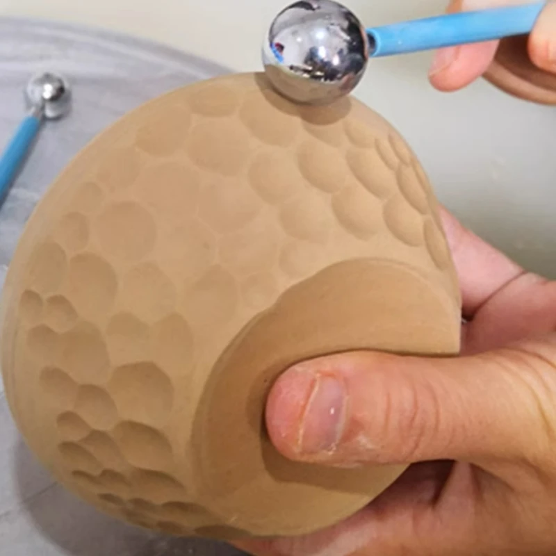 Stylo à Indentation en acier inoxydable, poterie douce à 8 têtes, tige à bille en acier, argile, outils en céramique faits à la main, bricolage, 4 pièces 1