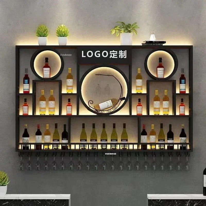 Nordic Iron Bar Cabinets Rack Kitchen Counter Wall Wine Cabinet Display Rack Simple Bar Living Room Cabinet Furniture