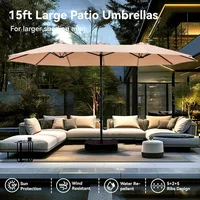 15ft Large Patio Umbrellas with Base Included, Outdoor Double-Sided Rectangle Market Umbrella with Crank Handle, for P 2