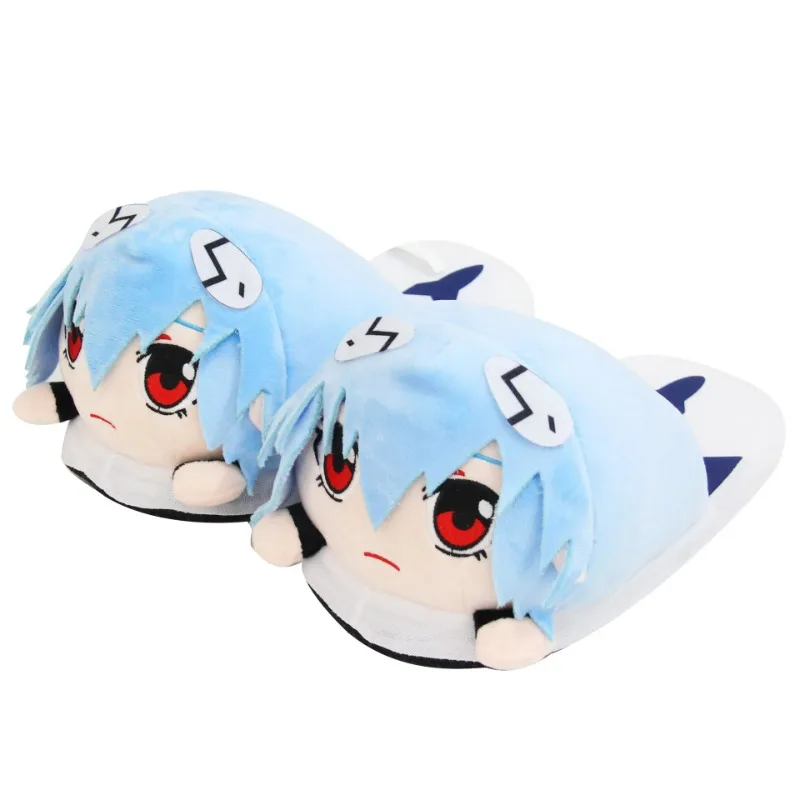 

Cartoon Couple Home Slippers New Century Evangelical Soldier Plush Slippers Rei Ayanami Animation Autumn Winter Cotton Slipper