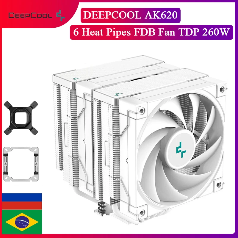Deepcool Ak620 Bianco/Nero 6 Heatpipes Cpu Air Cooler Twin Towers Radiatore Per Intel 12Th Generation Lga1700 2011 115X 1200 Am4