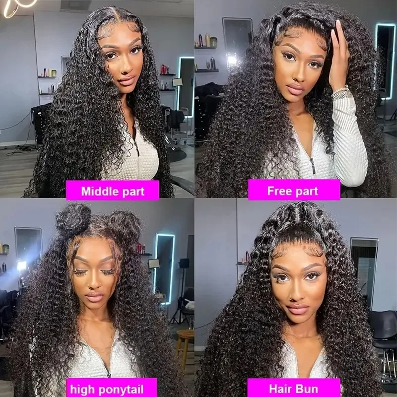 13x6 HD Lace wigs human hair 40 inch Curly wave wigs for women 220 density Natural color 100 real Brazilian human hair wigs