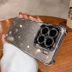 Luxury Transparent Electroplating Glitter Phone Case - Premium TPU Protective Back Cover - Xiaomi 14 Pro (Silvery)