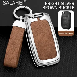 Premium Zinc Alloy Car Key Cover and Holder Shell - Stylish and Durable Auto Accessory (Silver and brown A)