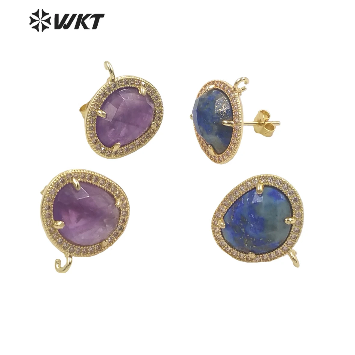WT-JFE80  WKT 2023 new sale accessory micropave stone studs high quality exquisite jewelry accessories Retro earrings trend INS