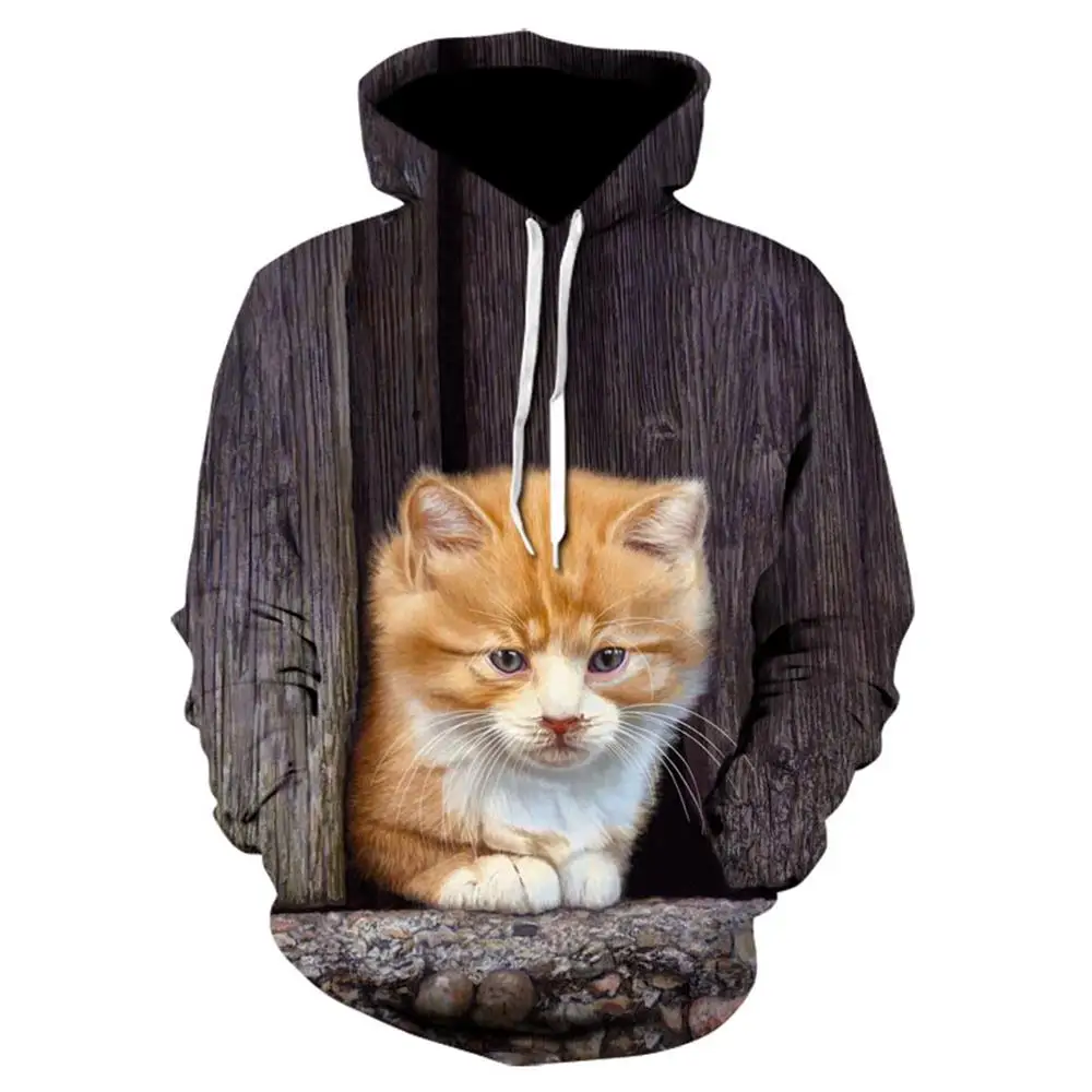 New Hoodie 2022 Design Snow Cat Pattern 3D Printing Fashion Men's and Women's Hoodies Sweatshirt Tops Men's Clothing