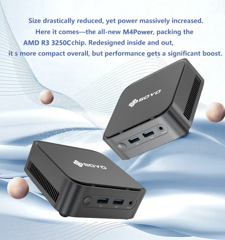 SOYO M4 Power Mini PC AMD Ryzen 3 3250C Processor 8GB DDR4 RAM 256GB M.2 SSD Window 11 PRO WiFi5+BT5.2 High Performance Micro Home Office Computer