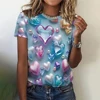 3D Love Print T Shirts Clothes Child Girl Summer Round Neck Fashion Casual Tees Summer Outdoor Short Sleeve Tops Childs Clothing 4