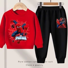 Conjunto de suéter de Spiderman para niños, ropa de dos piezas que combina con todo, primavera y otoño, novedad de 2022