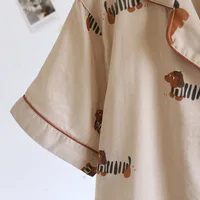 2026 New Summer Couple's Pajama Set 100% Cotton Gauze Cute Men's and Women's Short Sleeve Shorts Two Piece Set Home Clothes - Image 5