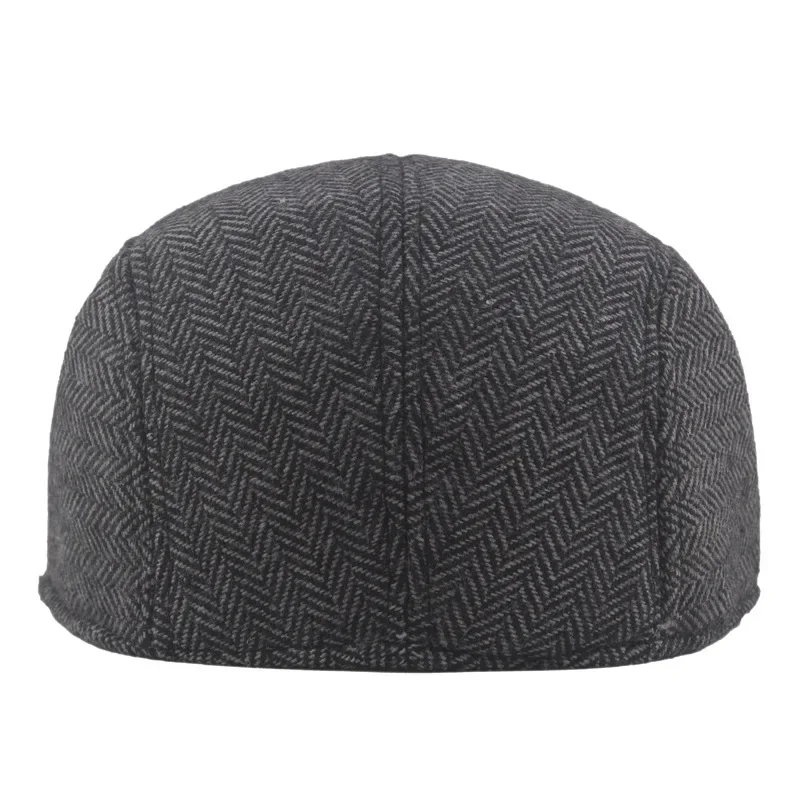 Berets Men Wool Hat Herringbone Flat Cap C