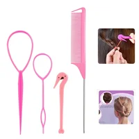 Outil pour cheveux, outil de tresse française, boucle, bandes élastiques, dissolvant, coupe, peigne queue de Rat, épingle en métal, peignes de tressage pour la coiffure 1