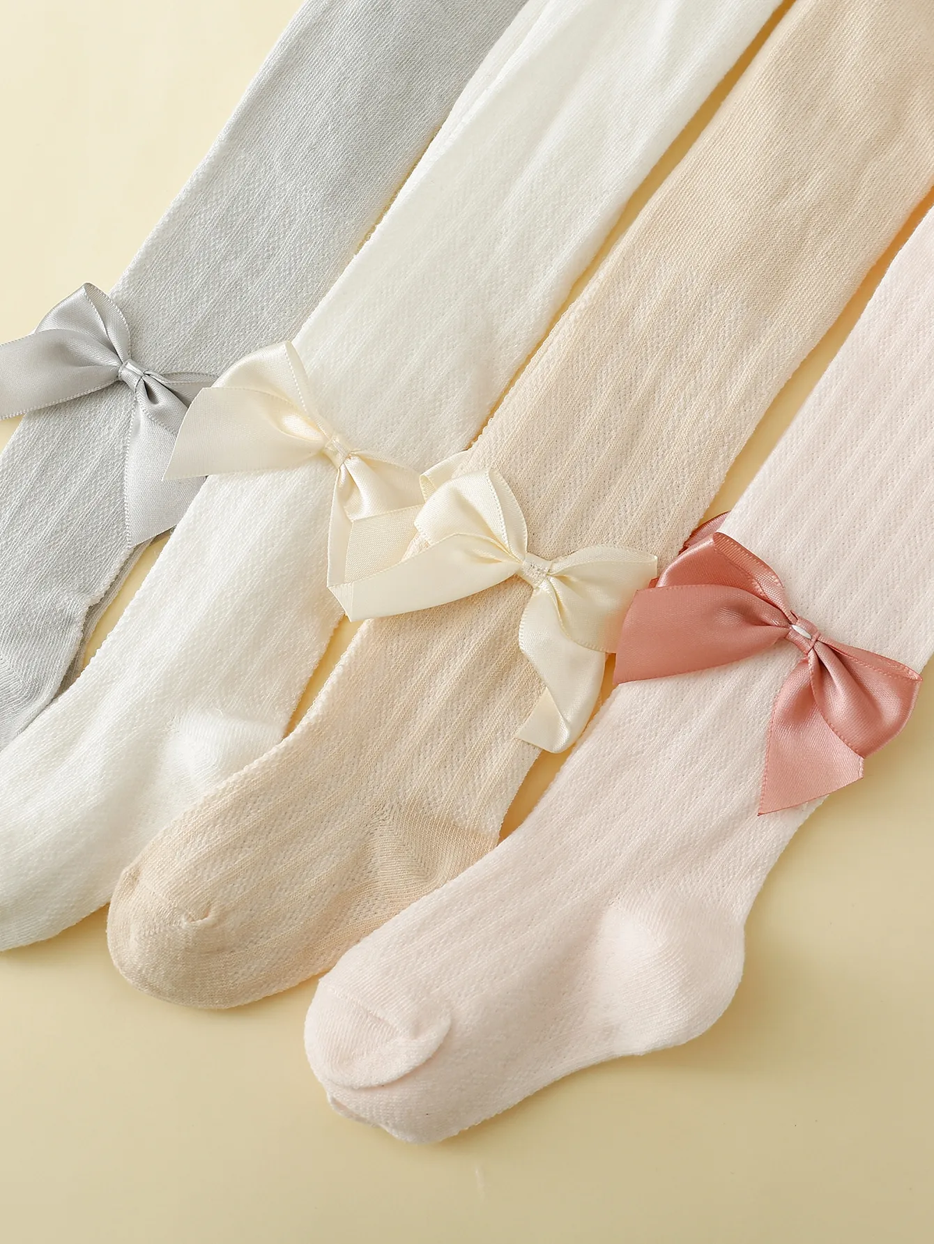 4pairs Toddler Girls Bow Decor Tights