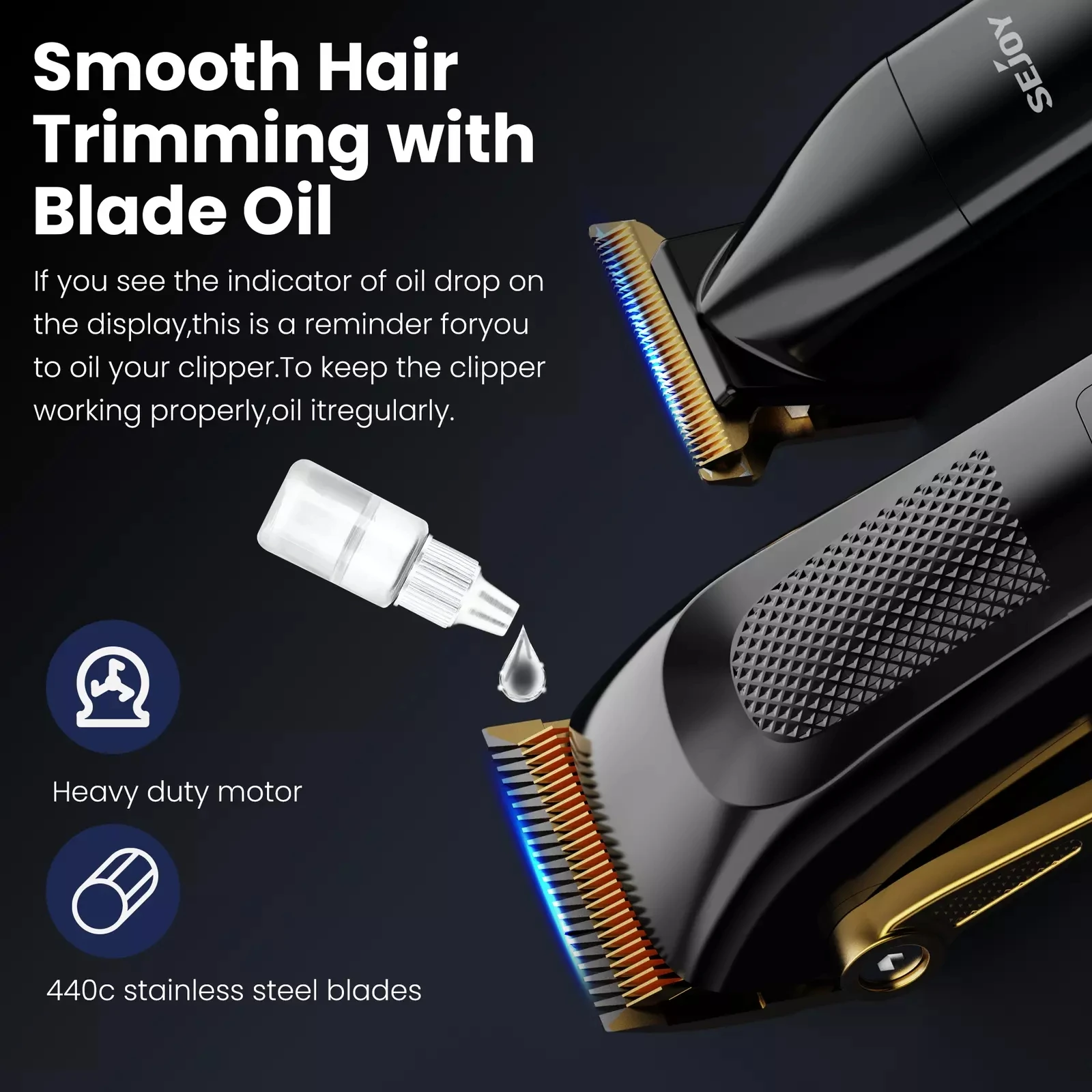 SEJOY 2 Pcs/set Hair Clippers Men Trimmer Kit for Barber Mens Beard Haircut Set Professional Hair Cutting Barber Machines 5