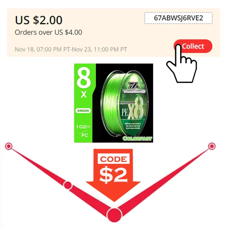 VWVIVIDWORLD 100% Colorfast 8 Braid Fishing Line Multifilament Line linha multifilamento 8 Strands PE 100m 6