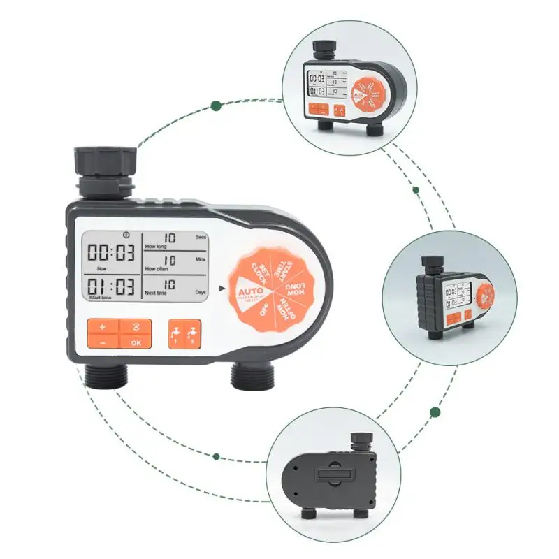 

Automatic Watering Timer with 2 Hose Connectors Programmed Garden Irrigation Timer Faucet Sprinkler Irrigation Controller