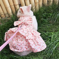 Small Animal Harness Vest Leash Set – Soft Floral Skirt Clothes