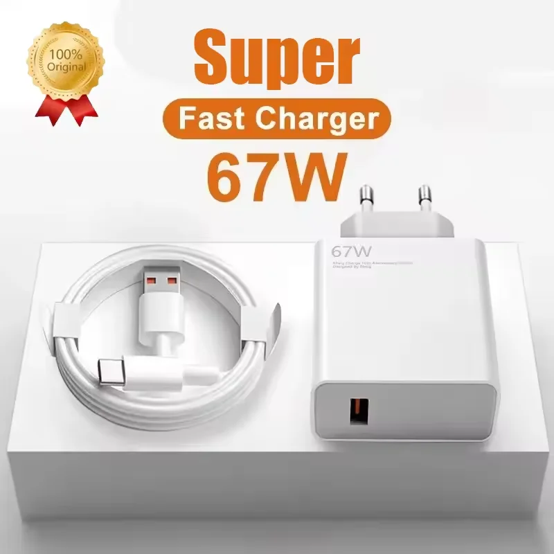 67W GaN USB Charger Fast Charging High Speed Quick Charger Mobile Phone Charger Type C Cable for Iphone Huawei Xiaomi 14 Samsung