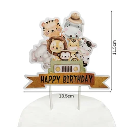 Wild Jungle Safari Party Tableware Set - Disposable Plates, Cups, Napkins, and Tablecloth - As picture show (1pc cake topper)