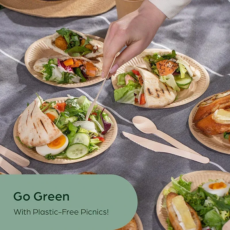 50/100Pcs Disposable Wooden Knives, 6.5-Inch Compostable Knives for Banquet Parties Camping Weddings Dessert cake Safety knife
