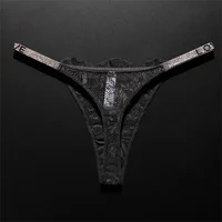 String en dentelle Sexy orné de cristaux, sous-vêtements respirants à dos en T pour femmes européennes, dos en T Transparent, grande taille S-XL 2
