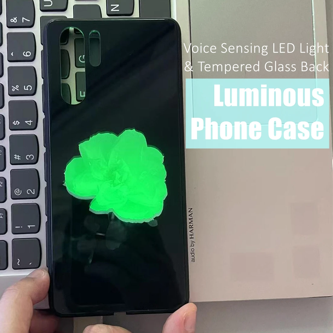 

Camellia Colorful LED Light Glow Luminous Tempered Glass Phone Case for Samsung S24 S22 S23 Note 10 20 A14 A54 A73 Plus Ultra